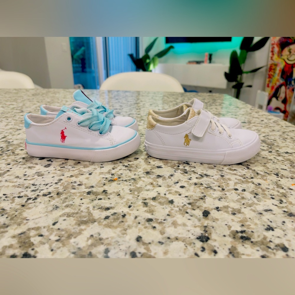 Two pairs of toddler girls size 7 Ralph Lauren shoes